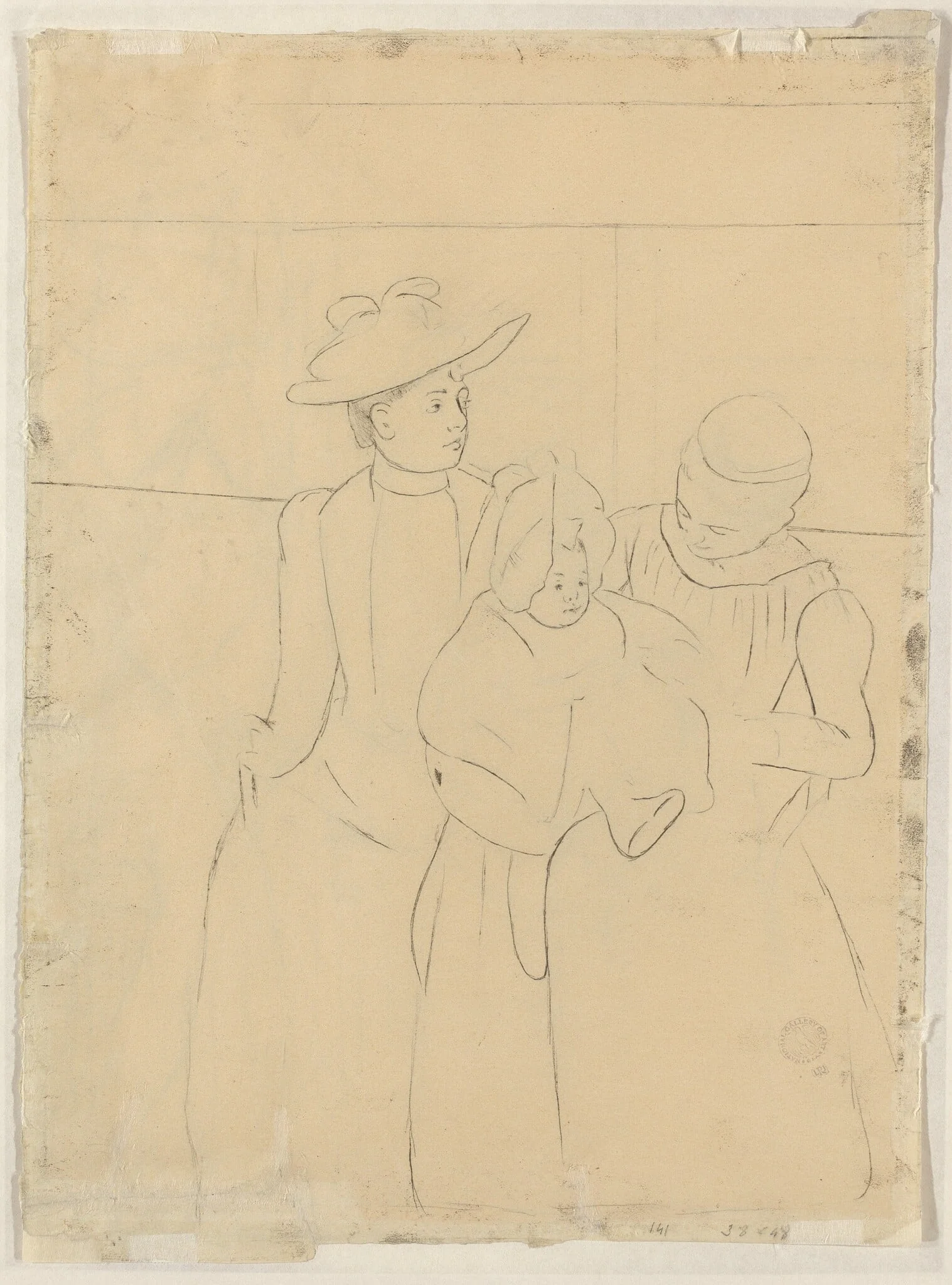 In the Omnibus [verso], by Mary Cassatt, 1890