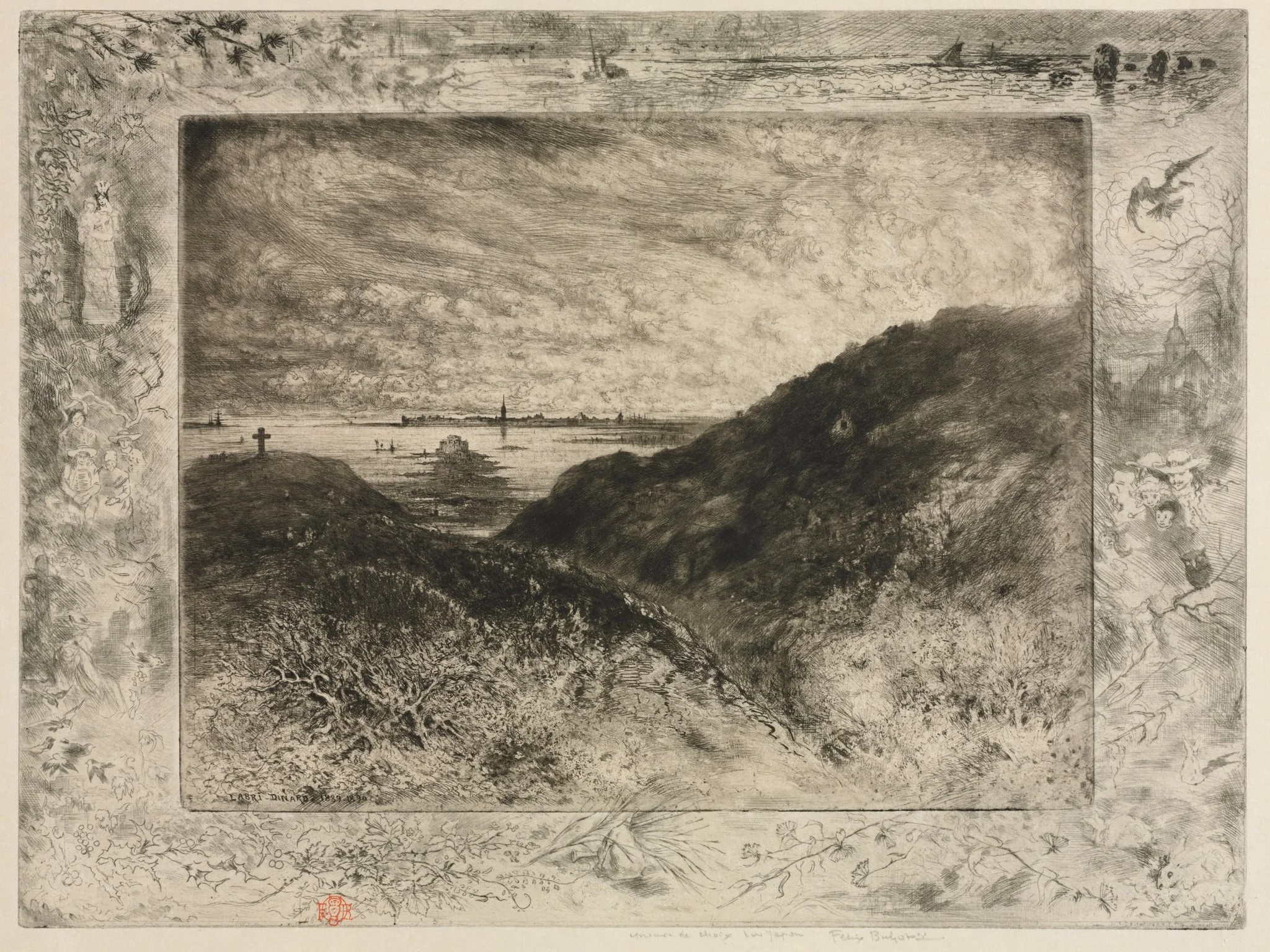 The Cliff: Bay of Saint-Malo, by Félix-Hilaire Buhot, 1888