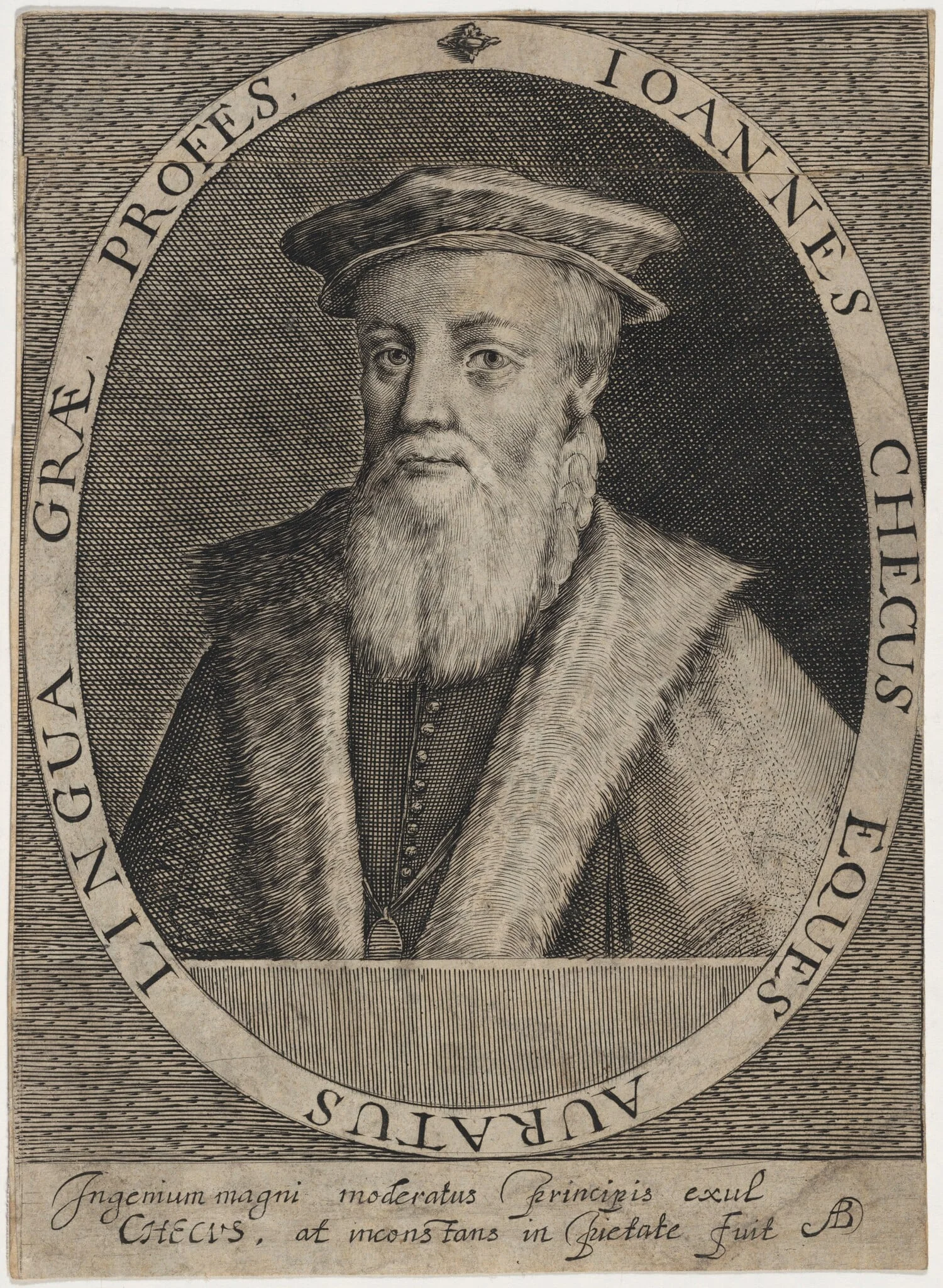 Sir John Cheke, Tutor to Edward VI, by Willem de Passe, ink, 1620