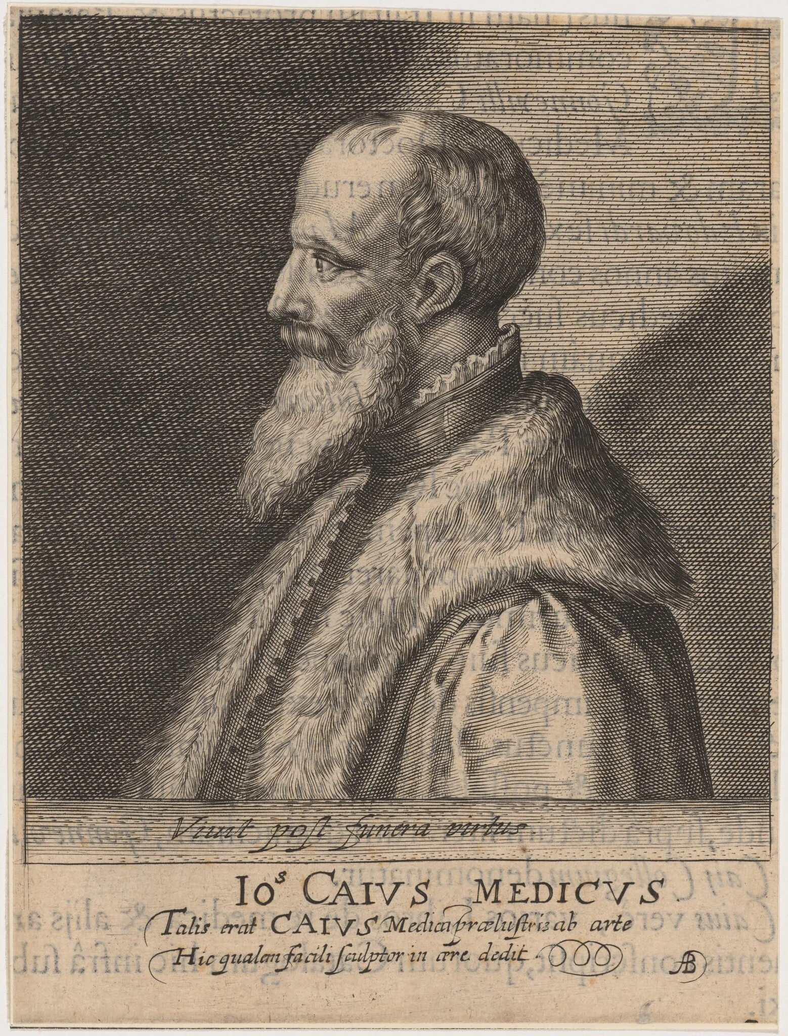 John Caius, Co-Founder of Gonville and Caius College, Cambridge, by Magdalena van de Passe, ink, 1620