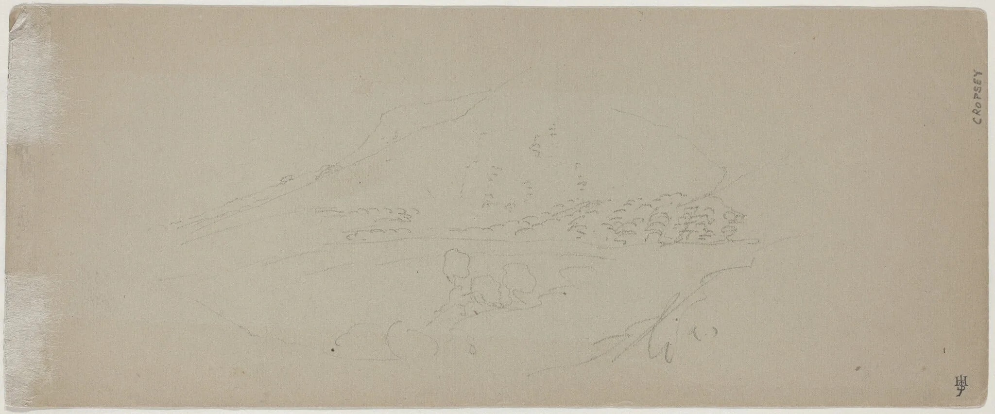 View of a Mountain [verso], by Jasper Francis Cropsey, graphite, 1862