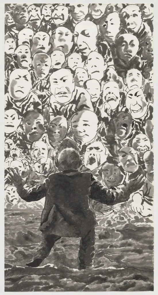 Untitled, by Fang Lijun, ink, 2004