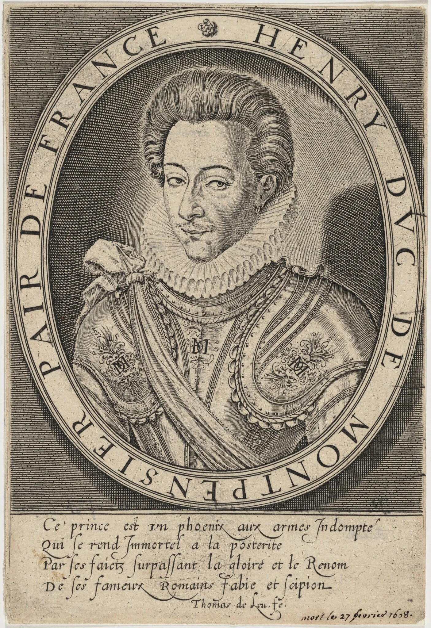 Henry, Duc de Moutpensier, by Thomas de Leu, ink, 1590