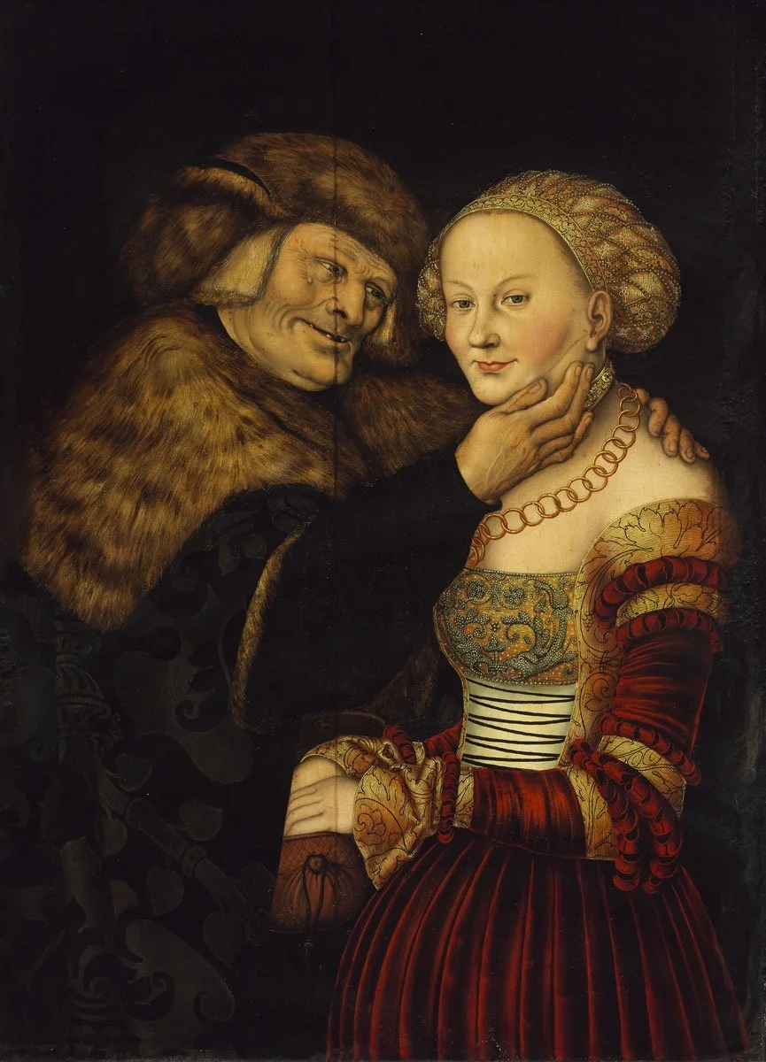 The ill-matched couple, by Unknown, paint, 1530