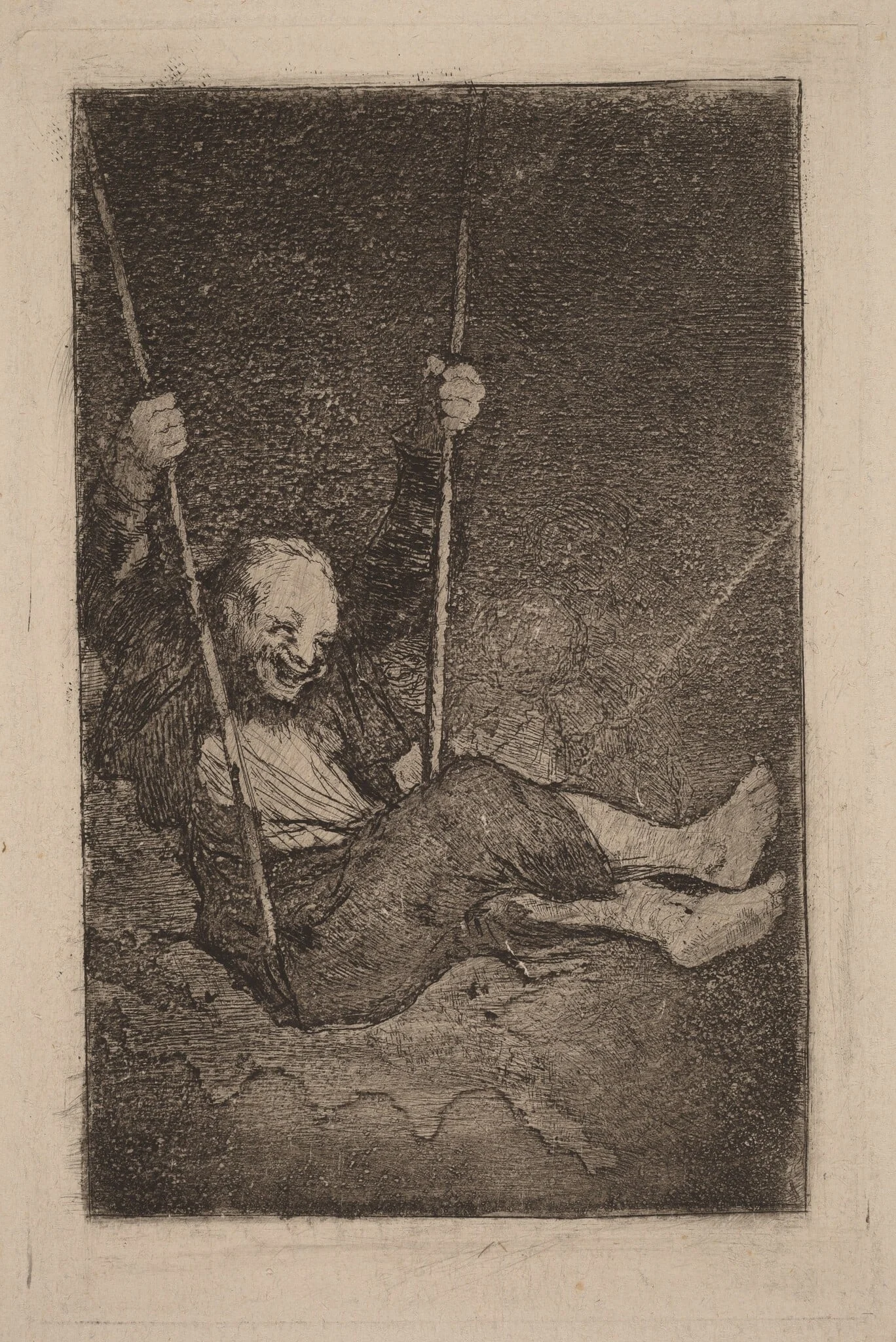 Old Man on a Swing, by Francisco Goya, ink, 1827