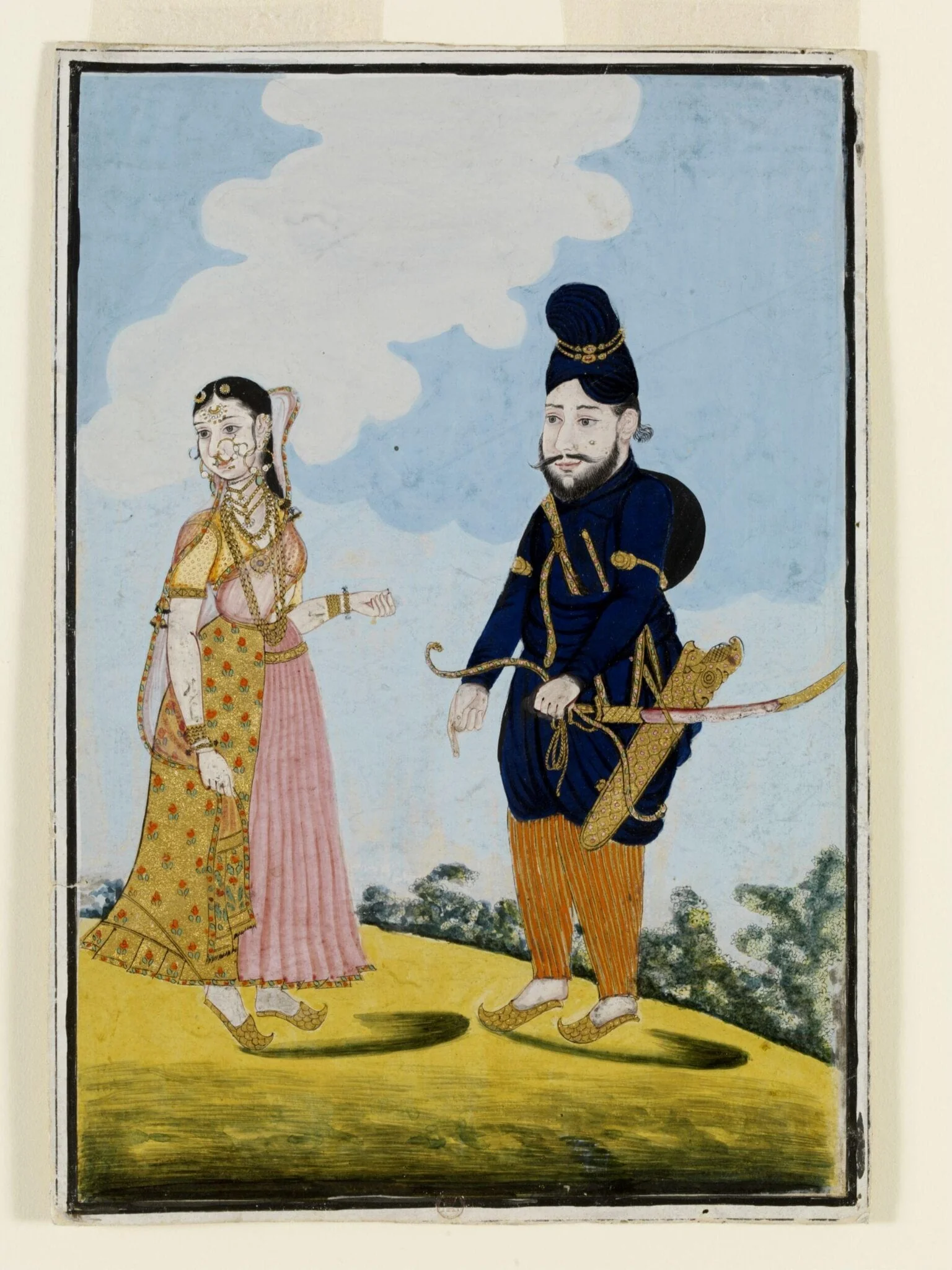 A Sikh Warrior and his wife, by Unknown, paint, 1822
