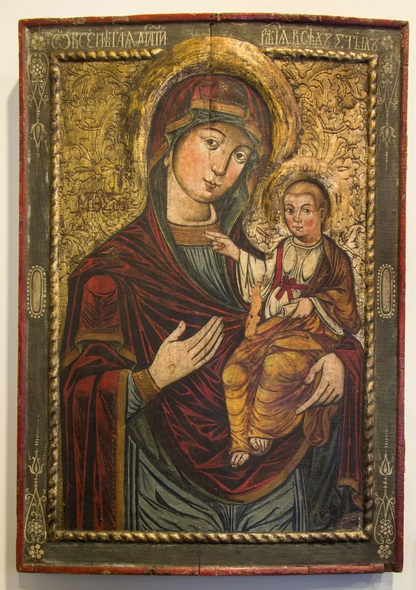 Maica Domnului cu pruncul; Icoană de catapeteasmă; Icoană împărătească, by Unknown, 1850