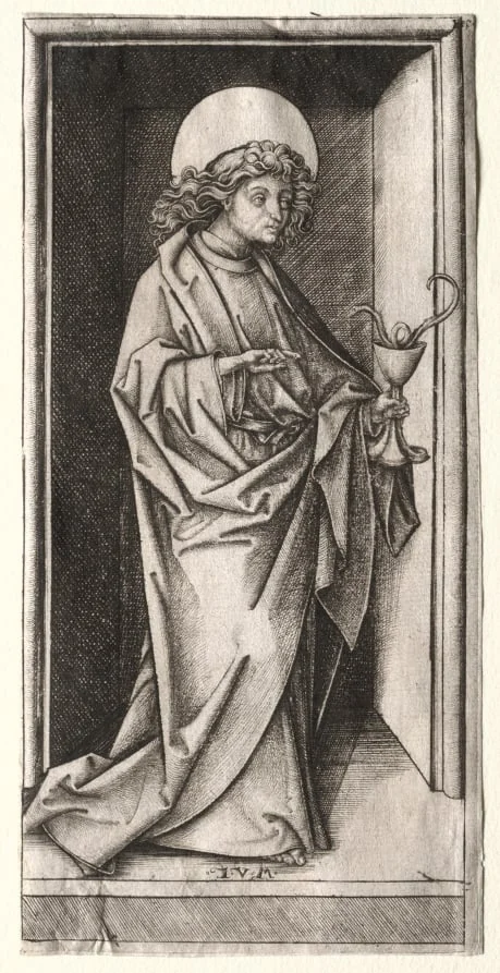 St. John with Serpent in Chalice, by Israhel van Meckenem, 1490