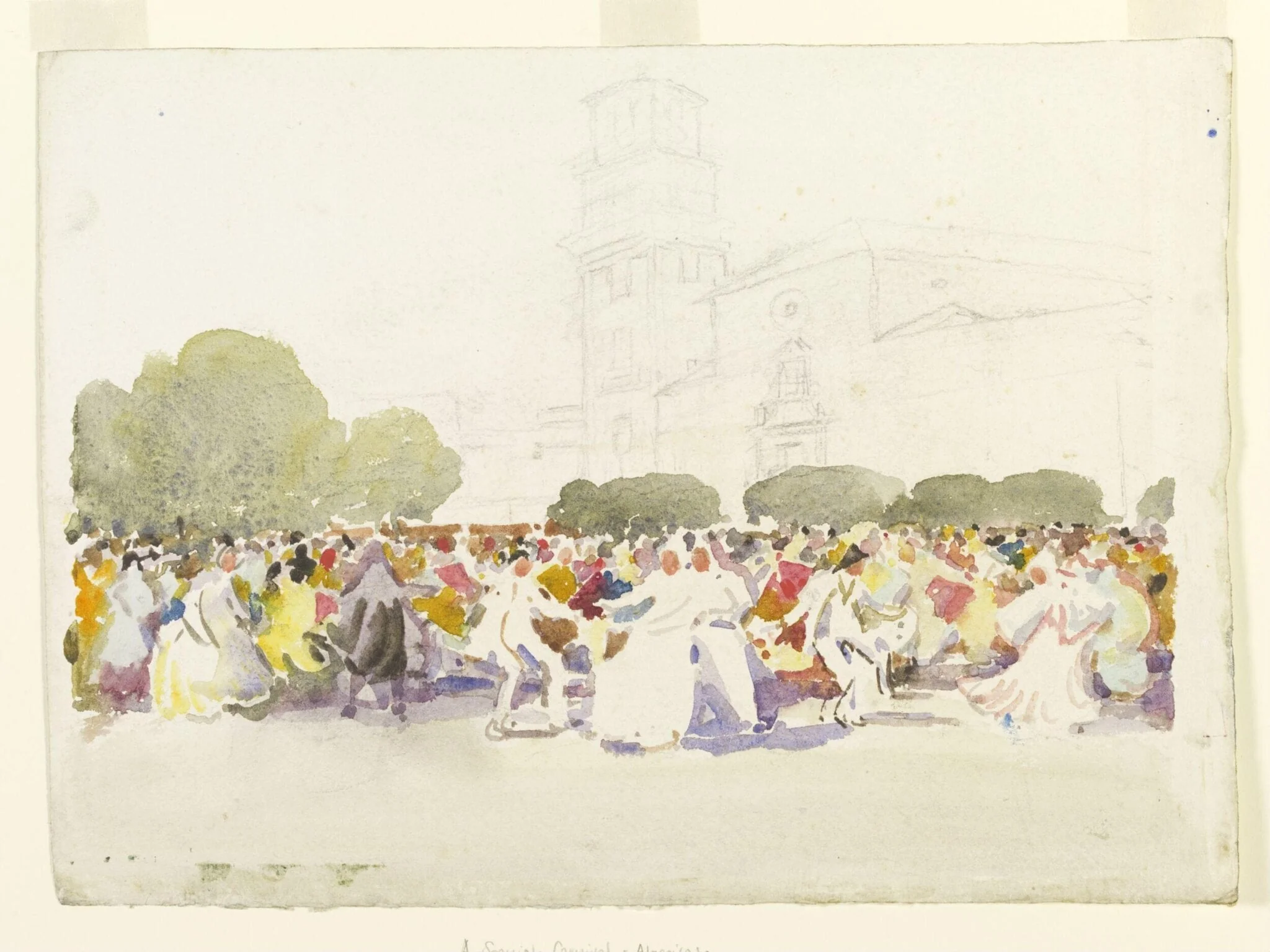A Spanish Carnival, Algeciras, by Alfred East, watercolor, 1882