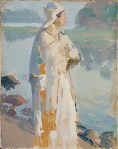 Nainen rannalla