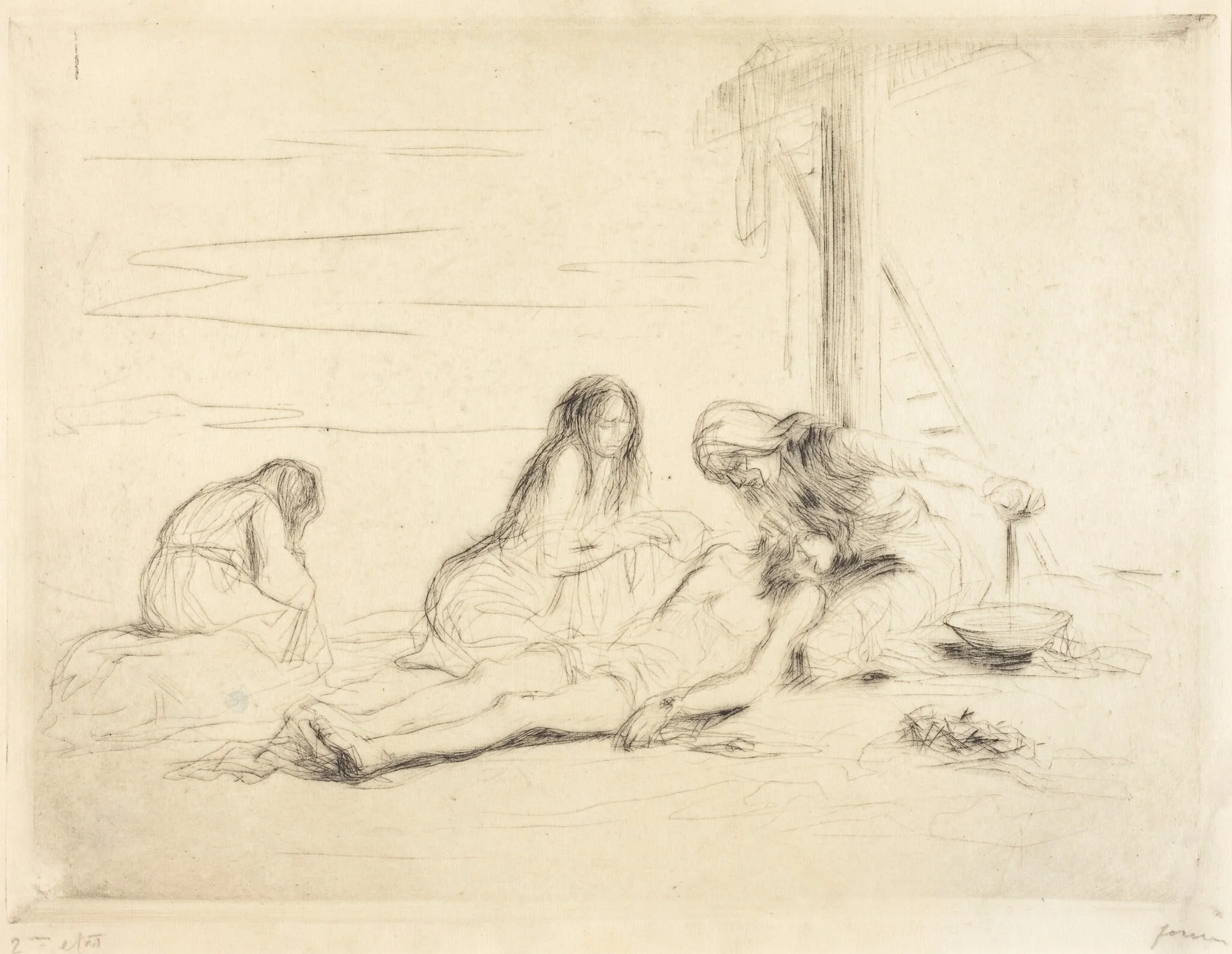 Pietà (1ère planche) (Pietà) (first plate), by Jean-Louis Forain, ink, 1910