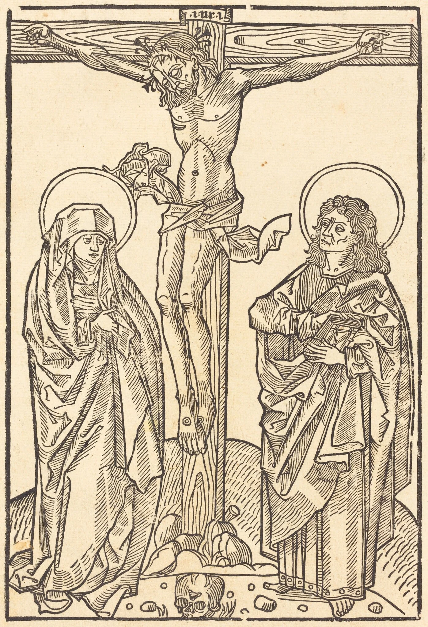 Christ on the Cross, by German 15th Century, ink, 1487