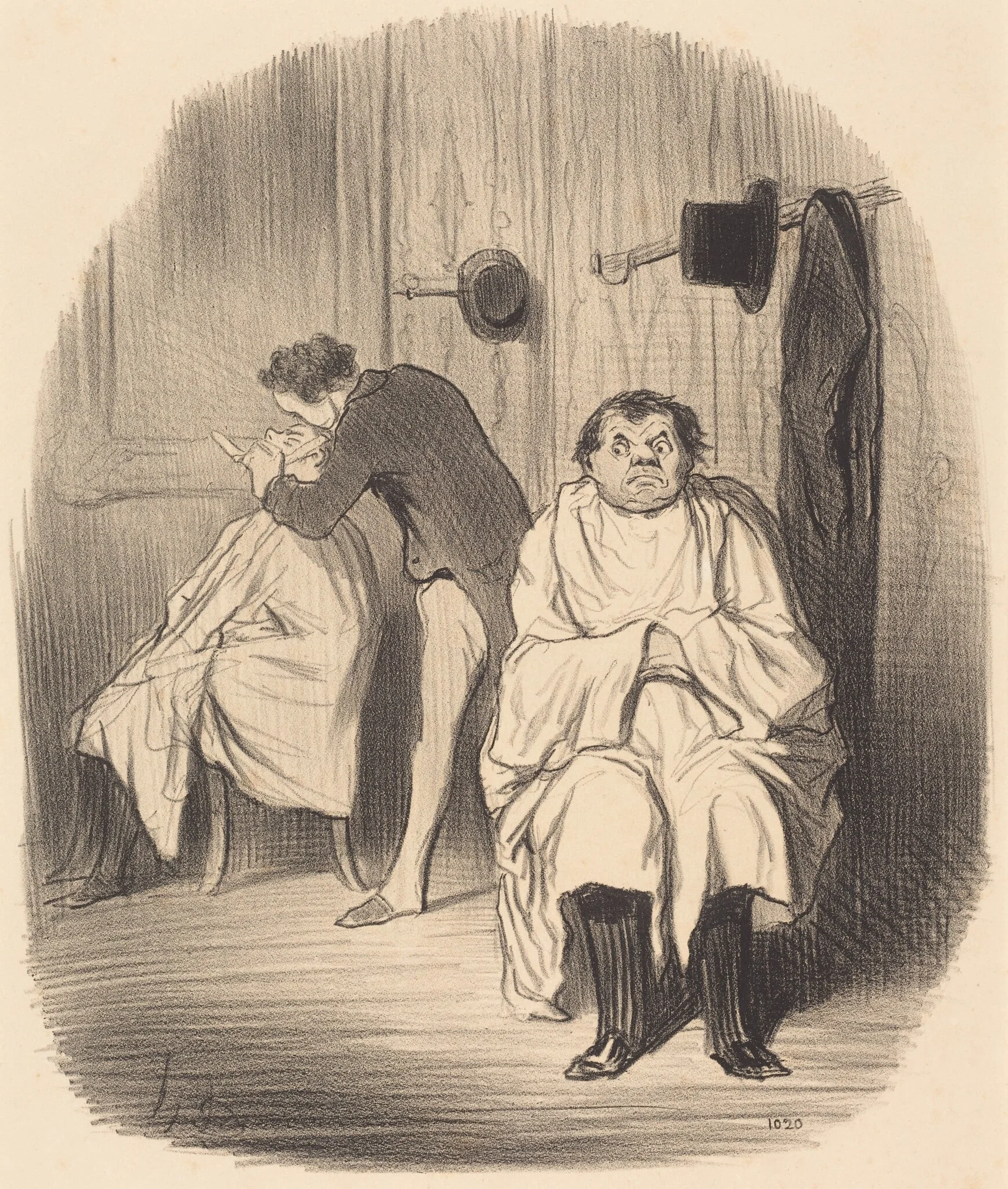 Diable!... il parait que le rasoir n'est guère bon..., by Honoré Daumier, ink, 1847