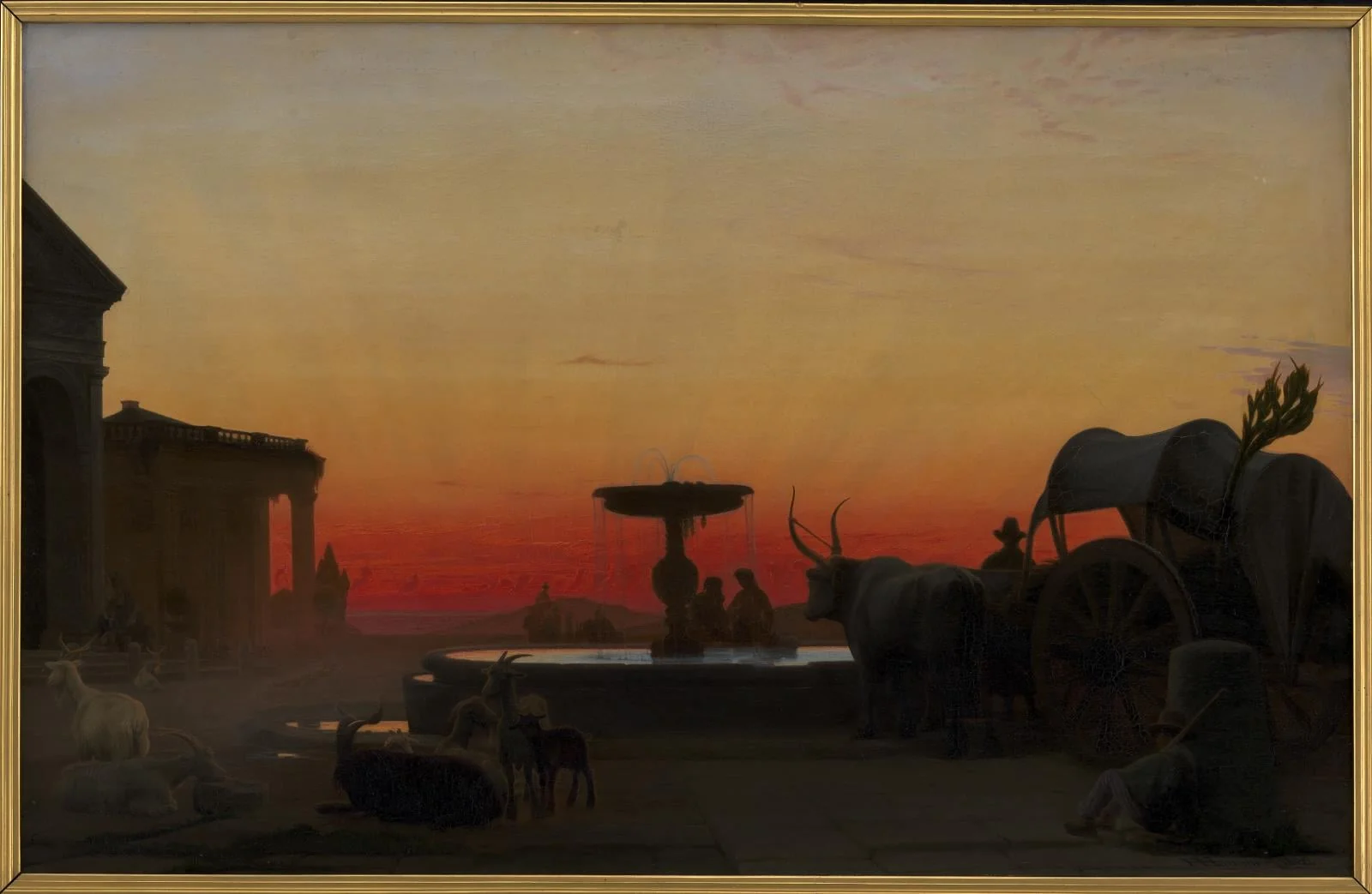 A Square in Ariccia, Italy. After Sunset, by Unknown, 1862