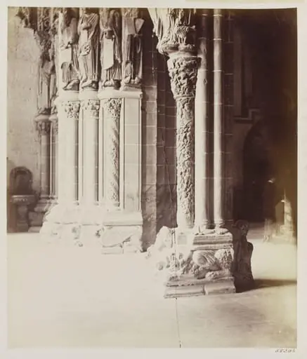 Cathedral, Santiago, Spain, Portico de la Gloria, detail of base of piers
