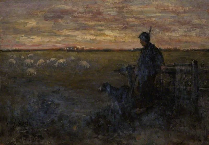 Watching the Flock, by Jozef Israëls, oil, 1865