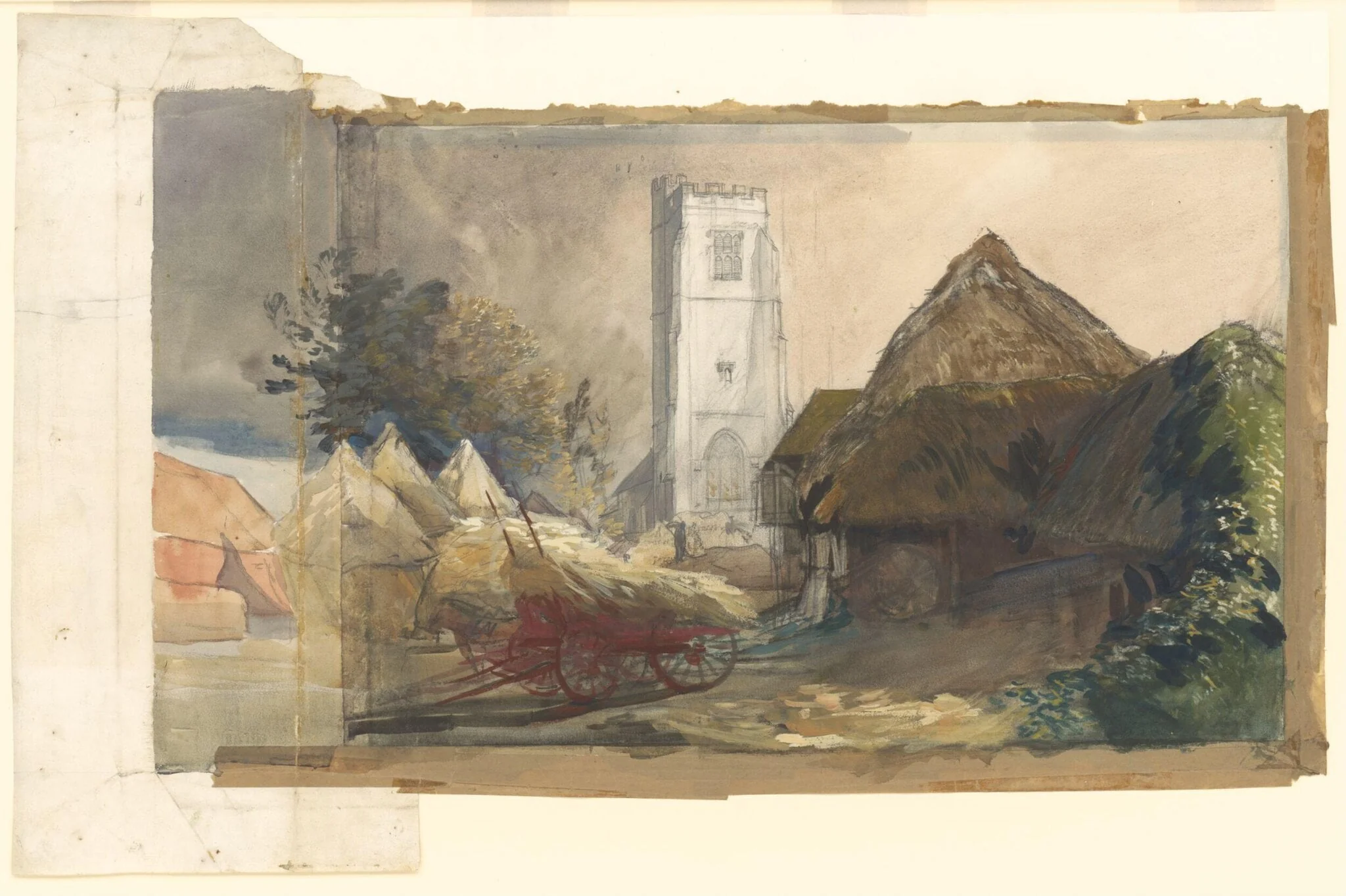 Aldington Church, by Aubrey W. Waterfield, watercolor, 1940