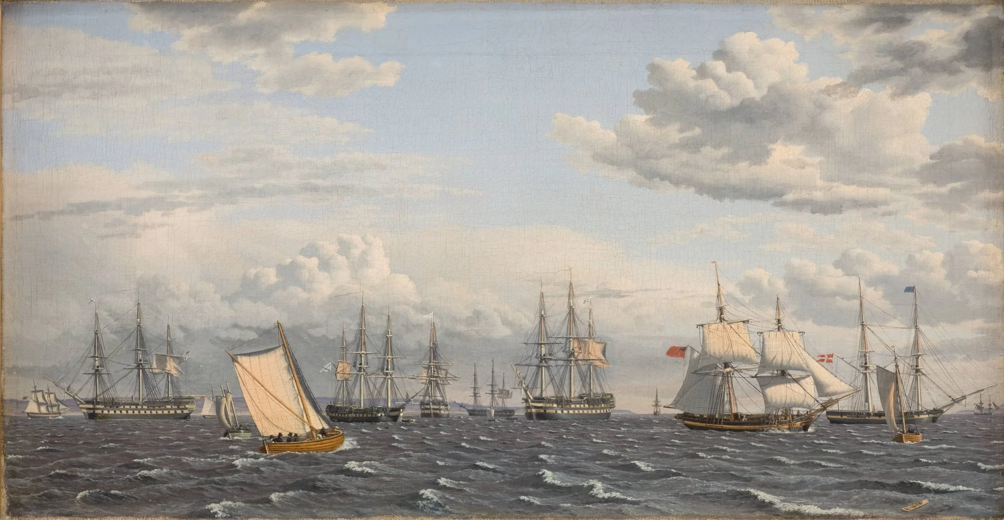 A Russian Fleet at Anchor near Elsinore, by Unknown artist, 1826