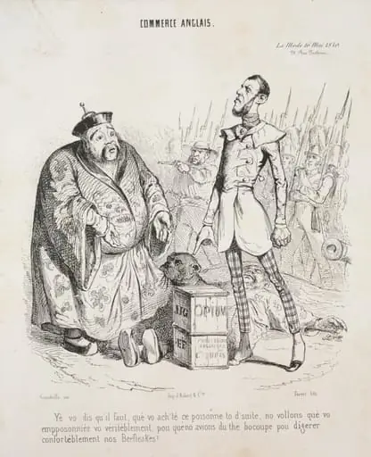 Commerce anglais.  Yé vo dis qu'il faut, que vo ach'te ce poisonne to d'suite, no vollons que vo empposonniez vo véritéblement, pou que'no avions du thé bocoupe pou digerer conforteblément nos Beefteakes!