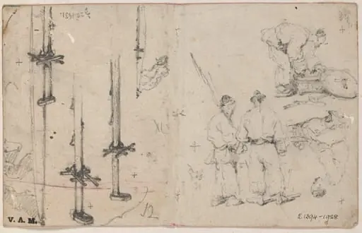 Studies of Chinese figures, and of masts