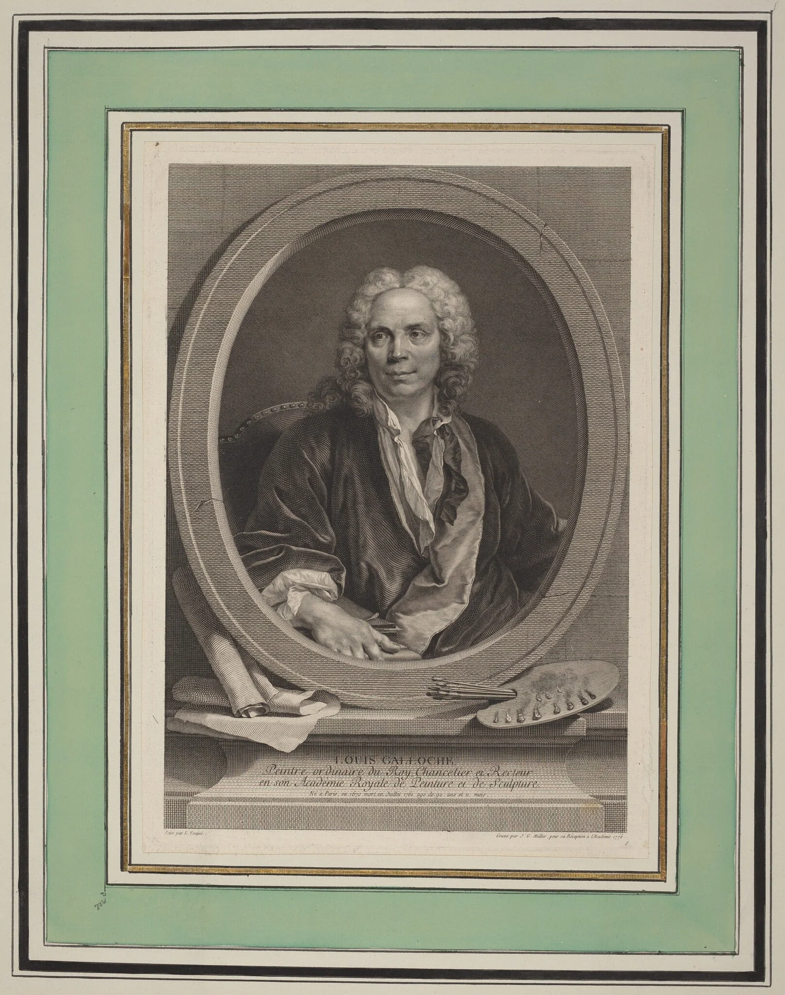 Louis Galloche, by Johann Gotthard Müller, ink, 1776