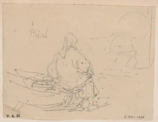 A boatwoman sitting on a beached boat