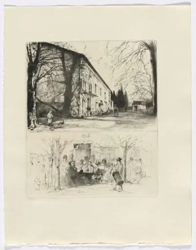 Frédéric Mistral: Mémoires et Recits by Frédéric Mistral: street scene/ people at outdoor table (insert after p. 24) DUPLICATE
