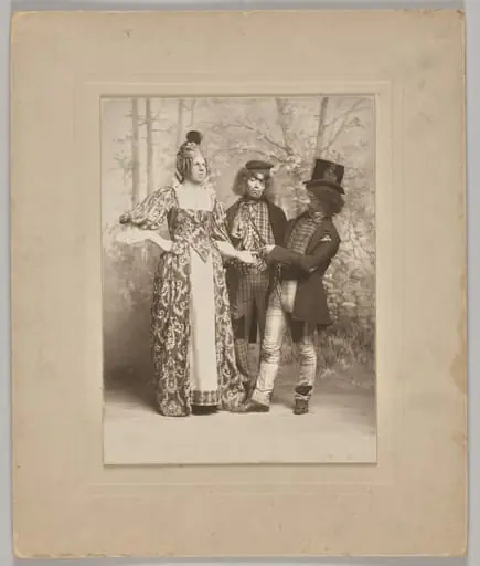 Untitled (theatrical scene with 3 figures: the palm reader)
