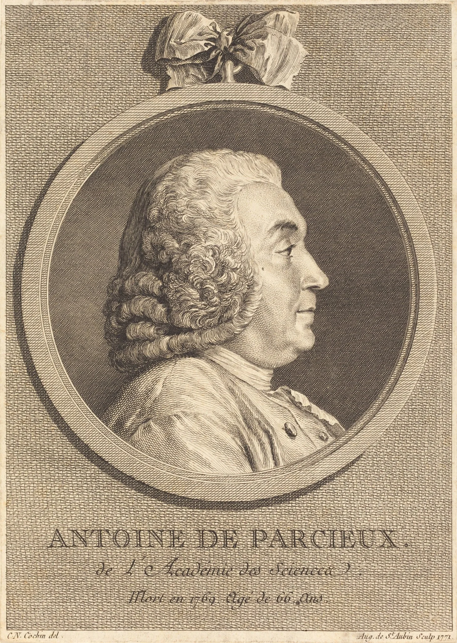 Antoine De Parcieux, by Augustin de Saint-Aubin, ink, 1771