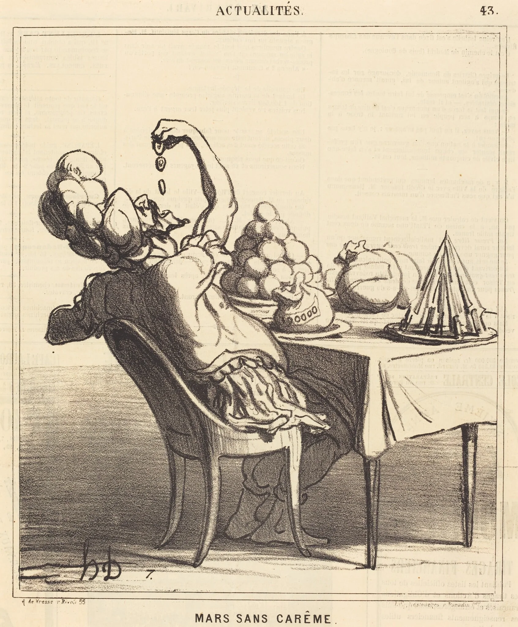 Mars sans carême, by Honoré Daumier, ink, 1869