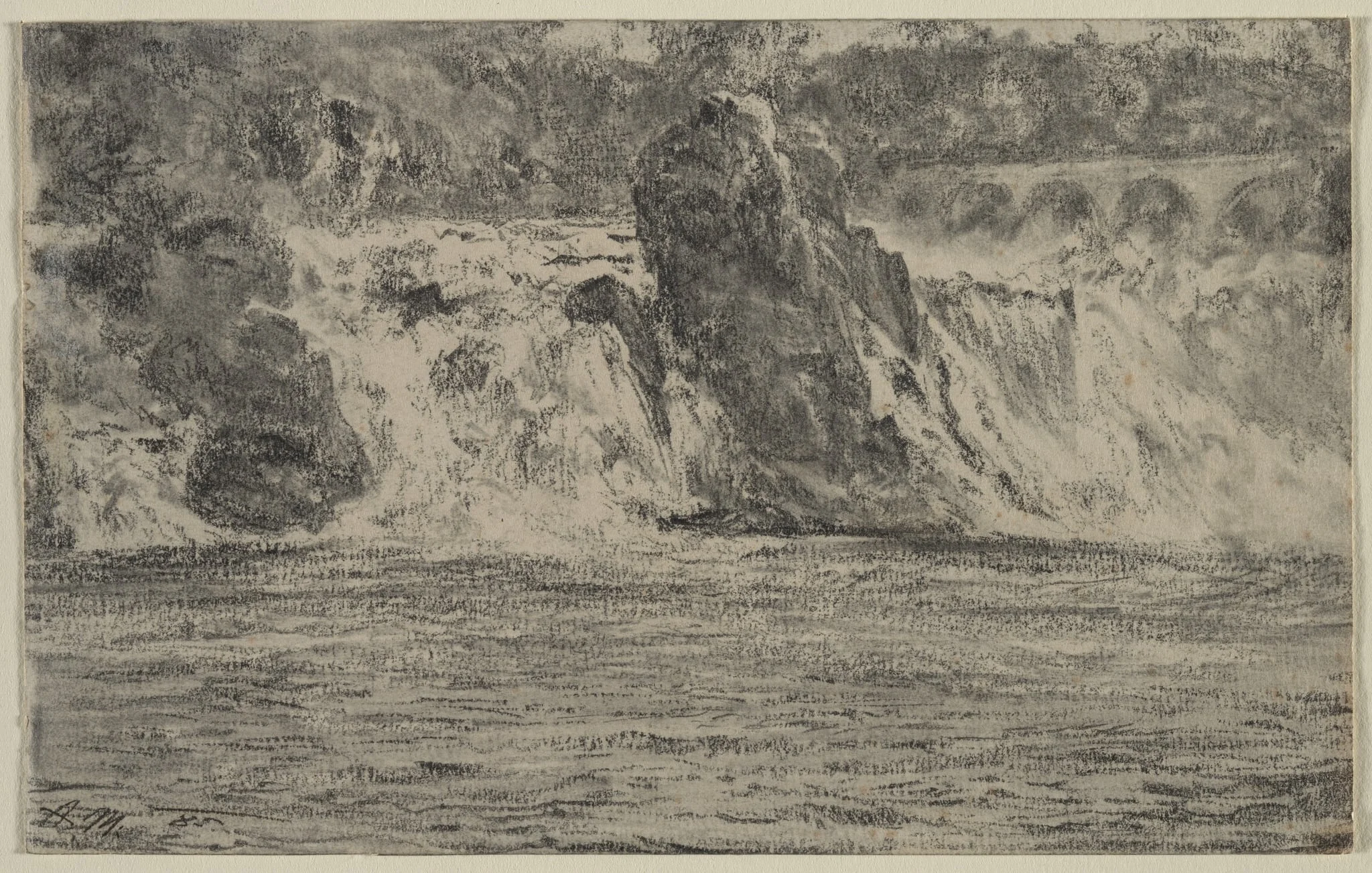 Falls of the Rhine at Schaffhausen (Rheinfall von Schaffhausen), by Adolph von Menzel, 1885