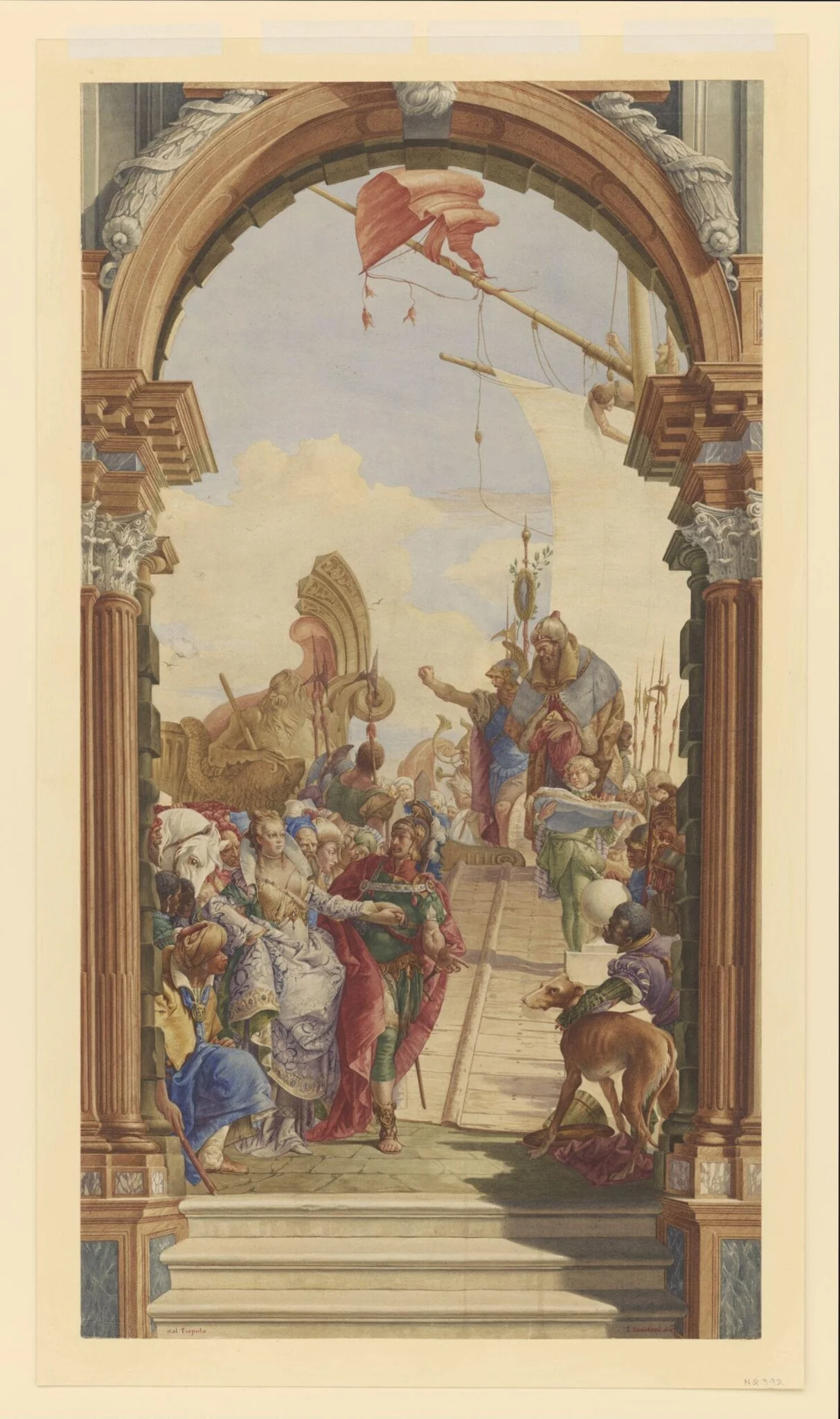 Copy after Giambattista Tiepolo’s fresco of the ‘Meeting of Antony and Cleopatra’ in the Ballroom Palazzo Labia, Venice (1746-1747), 1883.