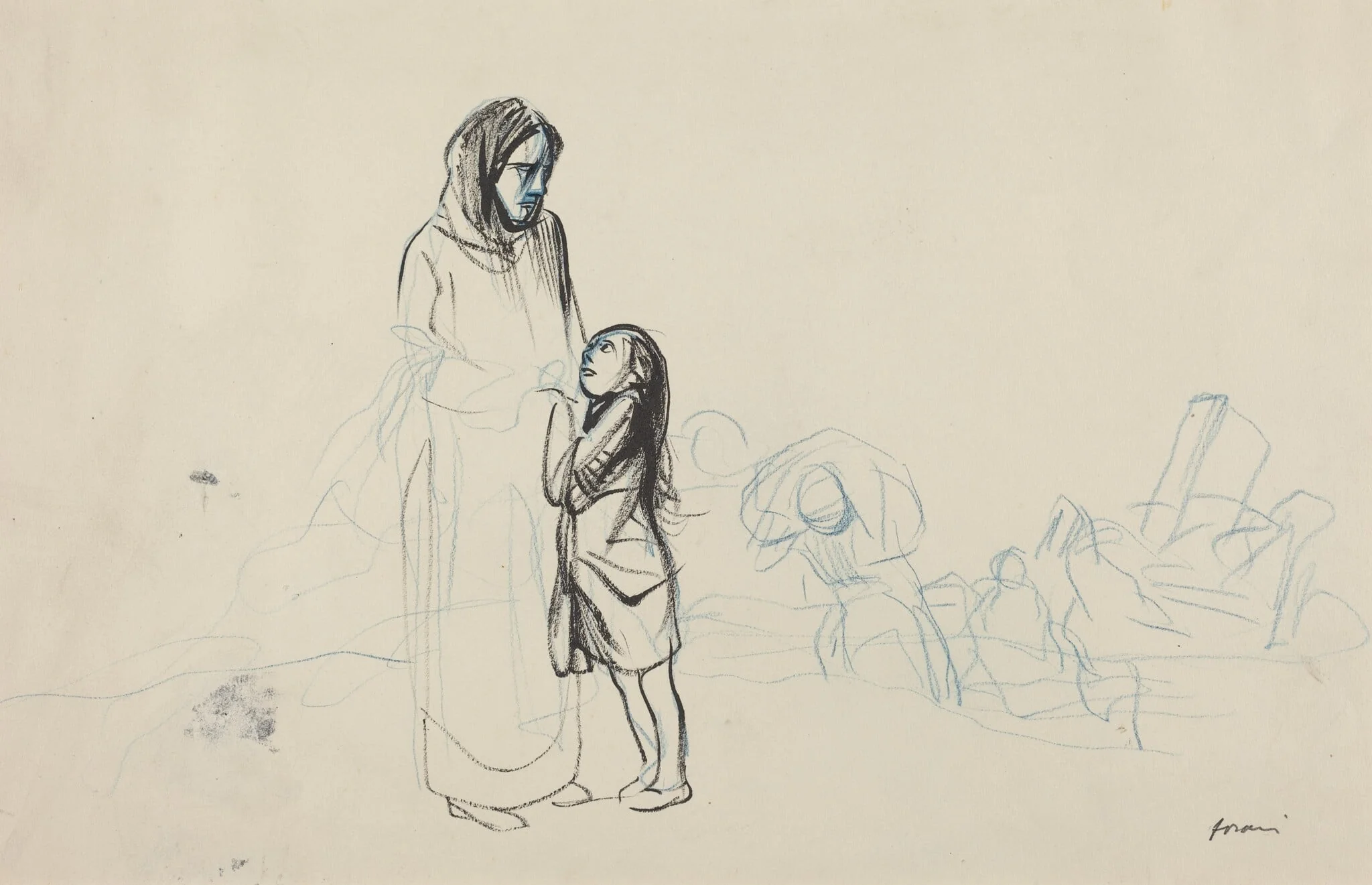 a) Refugees (recto); b) No 2 (verso)