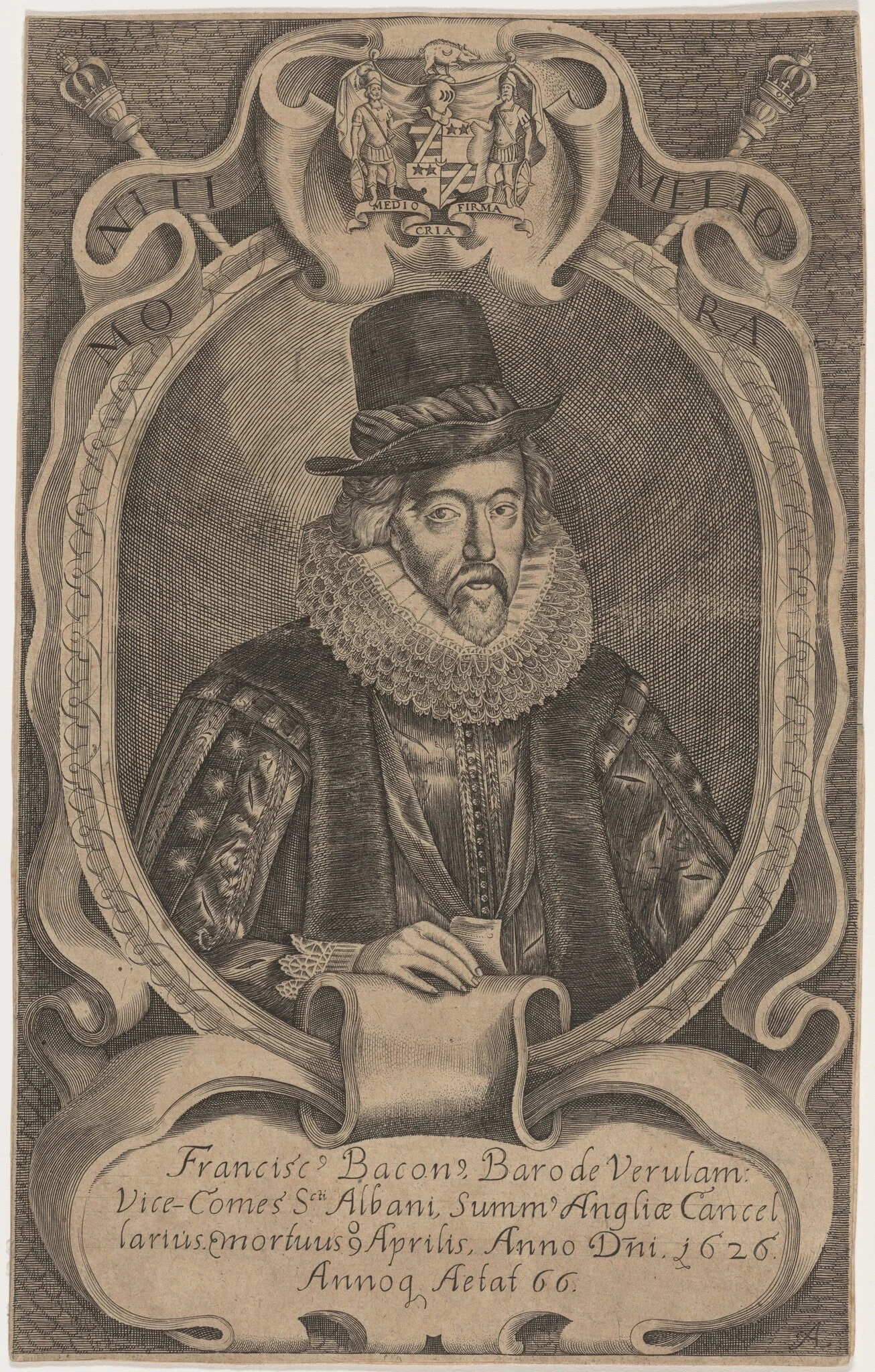 Francis Bacon, by Unknown 19th Century, ink, 1850
