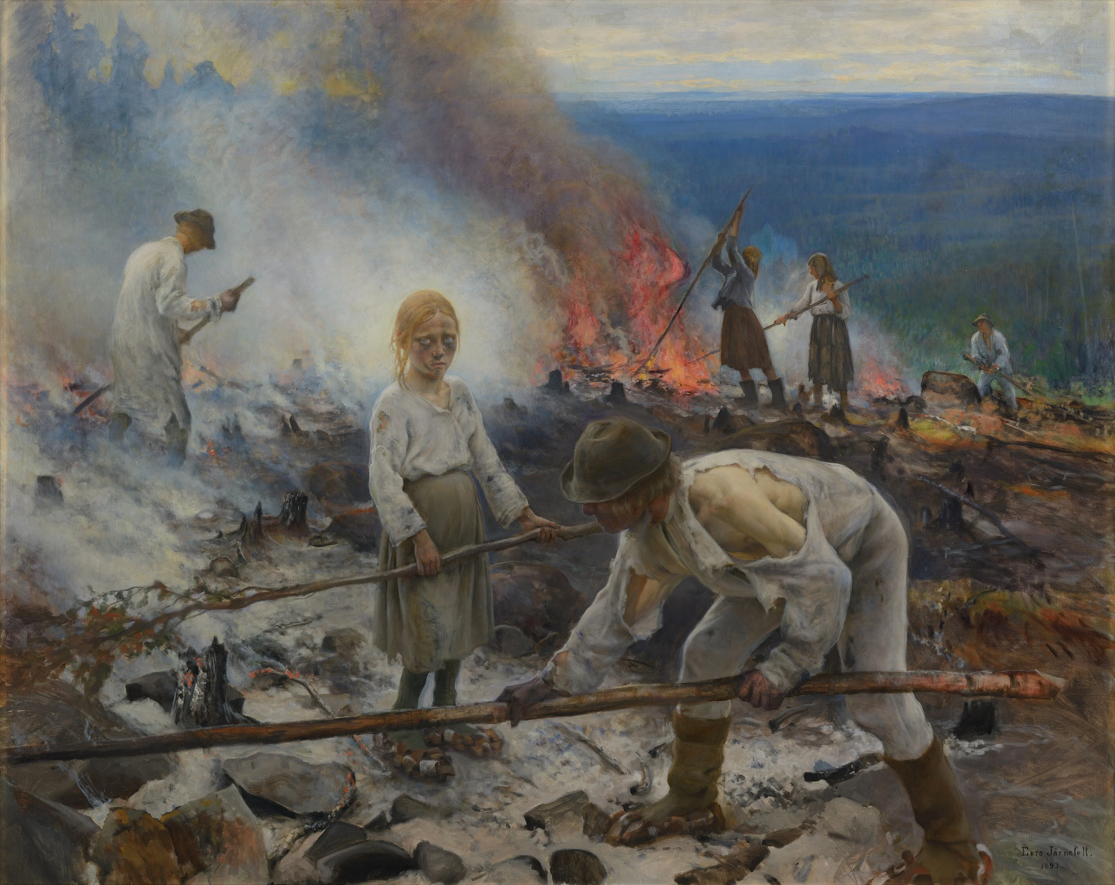 Burning the Brushwood, by Eero Järnefelt, oil, 1897