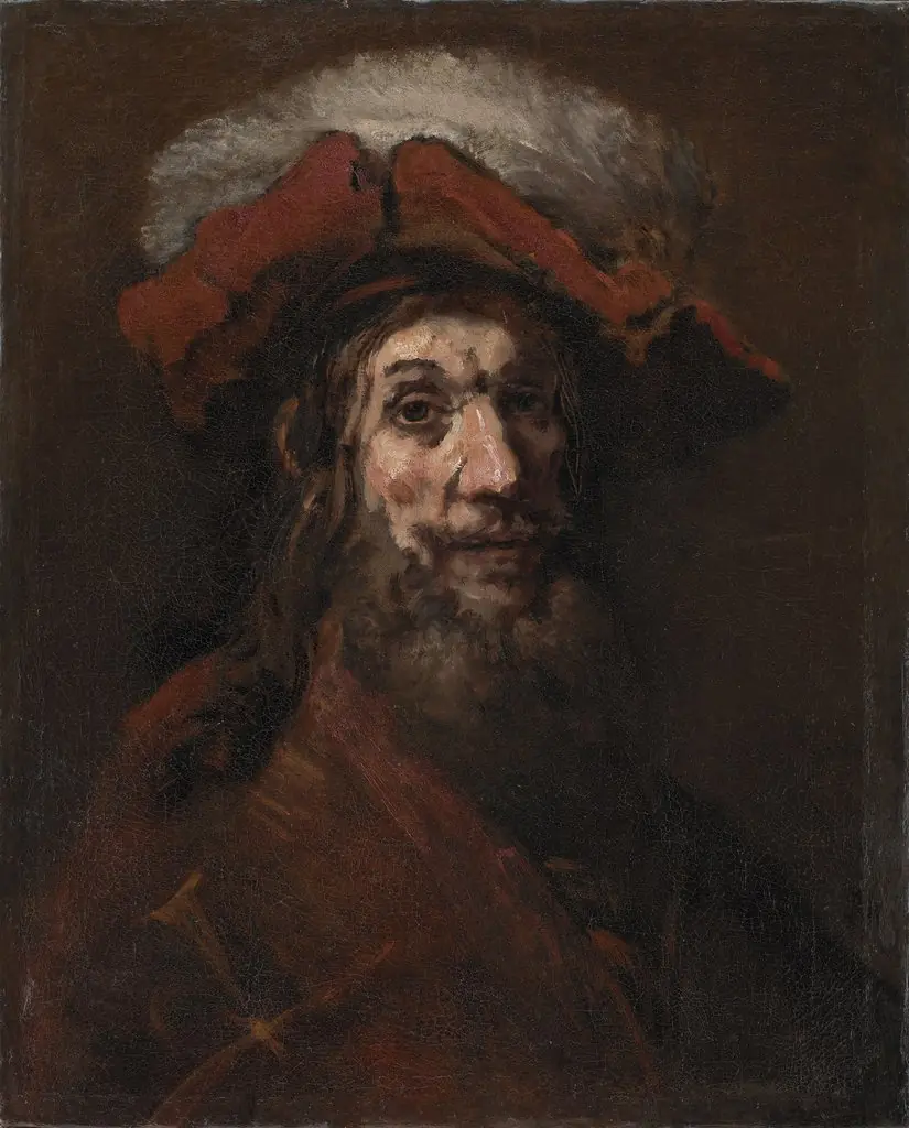 Man in plumed beret