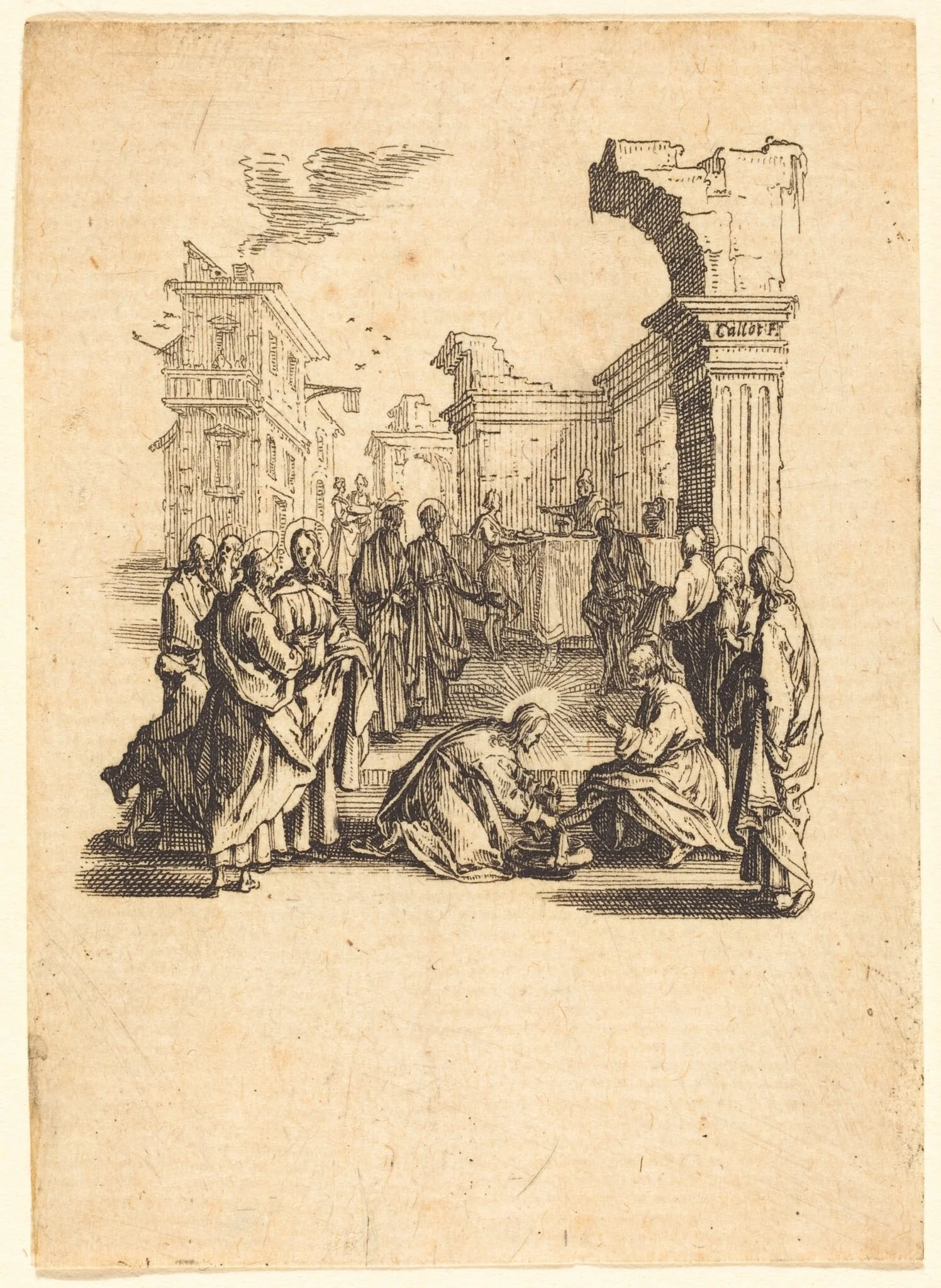 Christ Washing the Feet of the Apostles, by Jacques Callot, ink, 1624