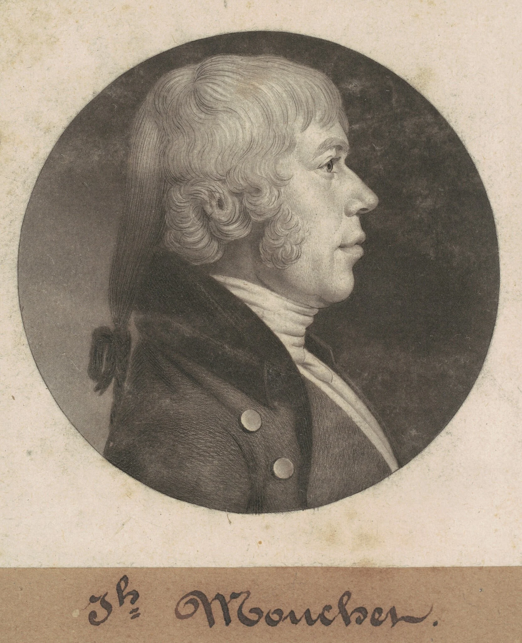 Joseph Mouchet, by Charles Balthazar Julien Févret de Saint-Mémin, ink, 1802