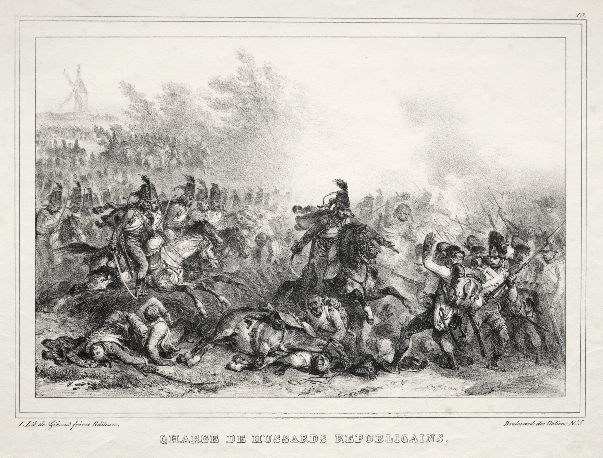 Album pour 1833:  Charge de Hussards Républicains, by Auguste Raffet, 1832