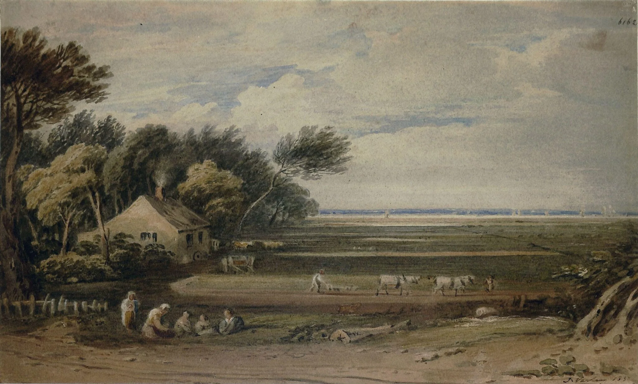 View near Woolwich, by John Varley, watercolor, 1837