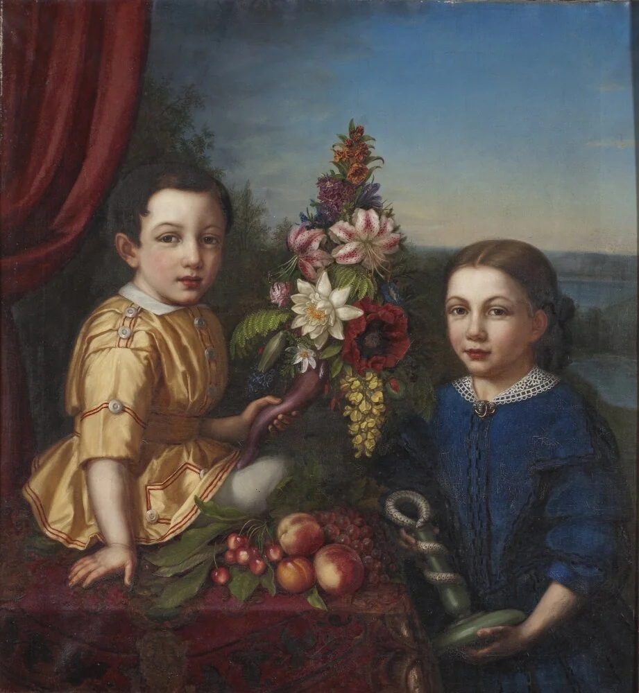 Syskonen Henrietta Fredrika von Arbin (1852-1880) och Axel Otto Fredrik von Arbin (1853-1906), by Sofia Adlersparre, oil, 1845