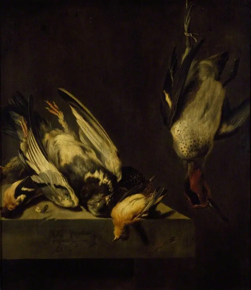 Still Life of Game on a stone Sill