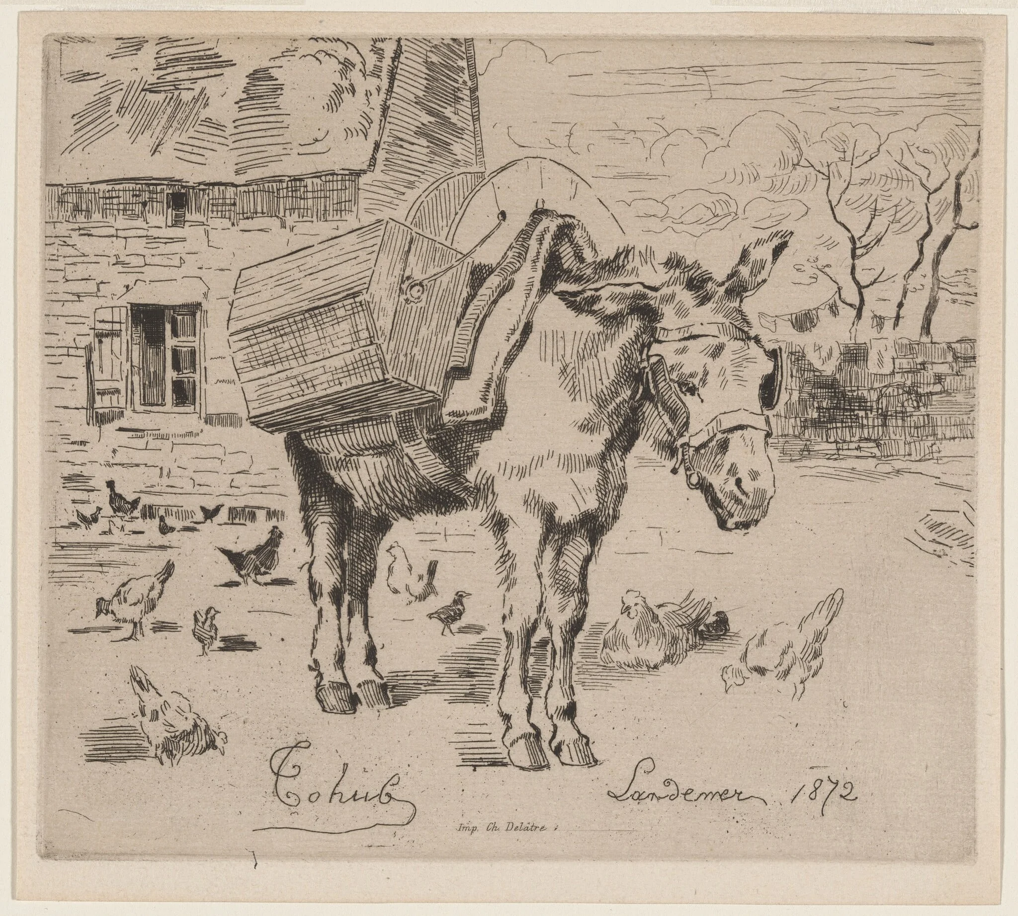 L'Anesse Marie-Jeanne, by Félix-Hilaire Buhot, ink, 1872
