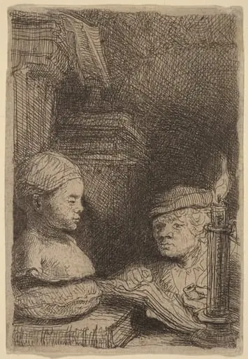 Man Drawing from a Cast
