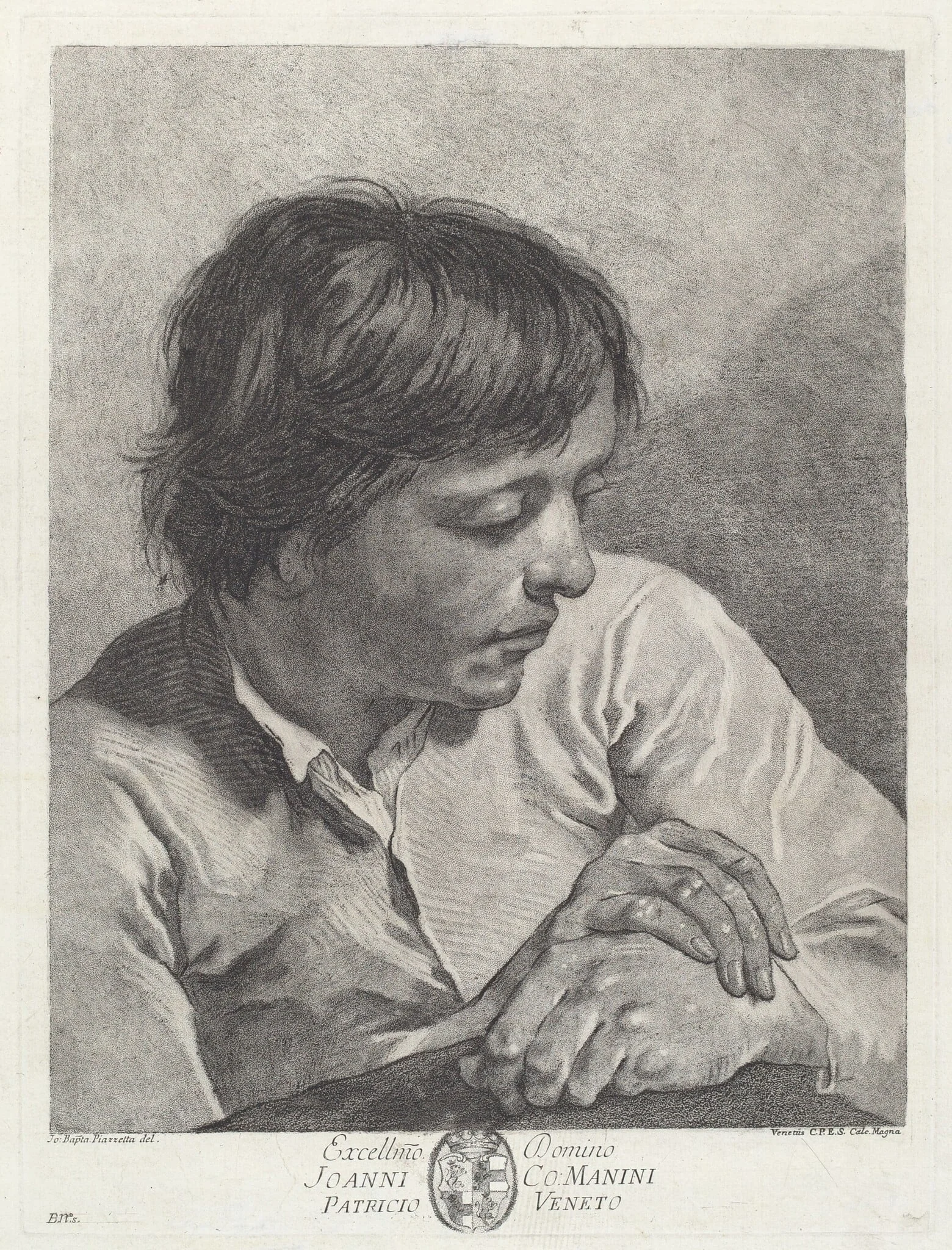 A Young Man with His Hands Crossed, by Pietro Scattaglia, ink, 1760