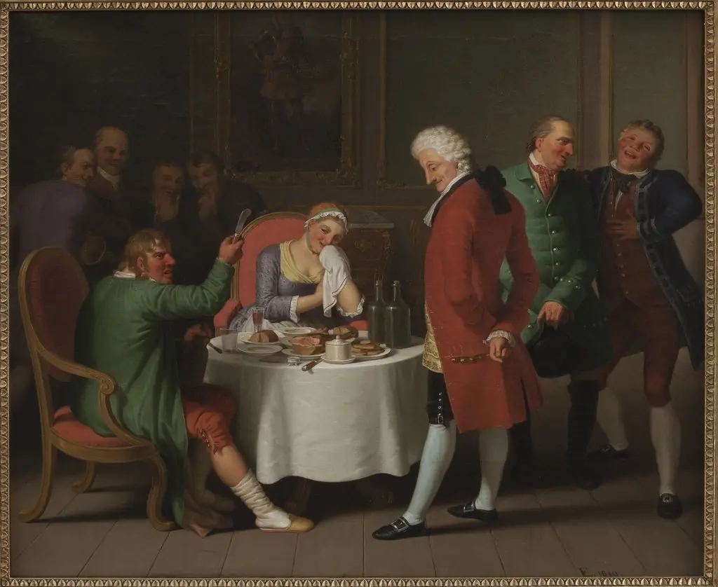 Motiv fra Ludvig Holbergs "Jeppe på Bjerget", III akt, 3. scene