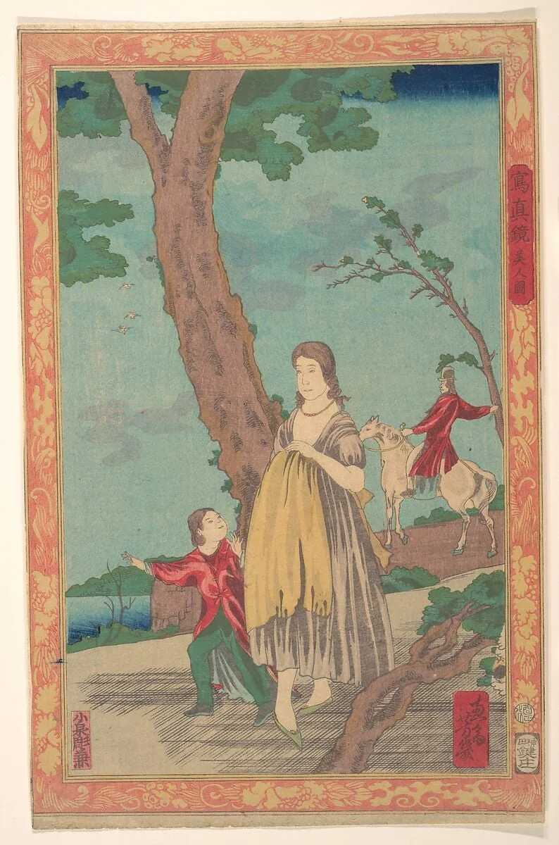 Bijin zu|Beauties, by Utagawa Yoshiiku, ink, 1