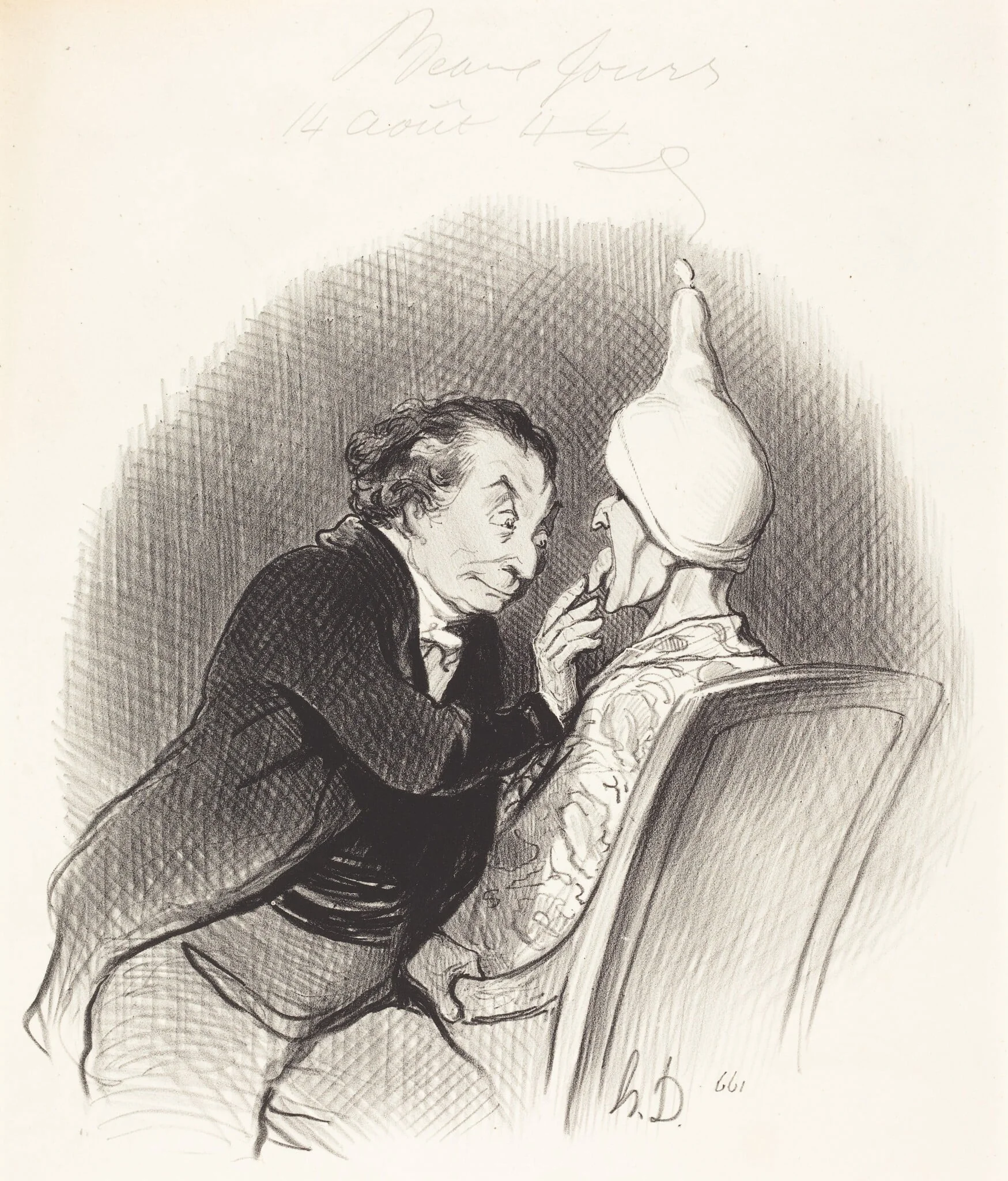 Une Heureuse trouvaille, by Honoré Daumier, ink, 1844