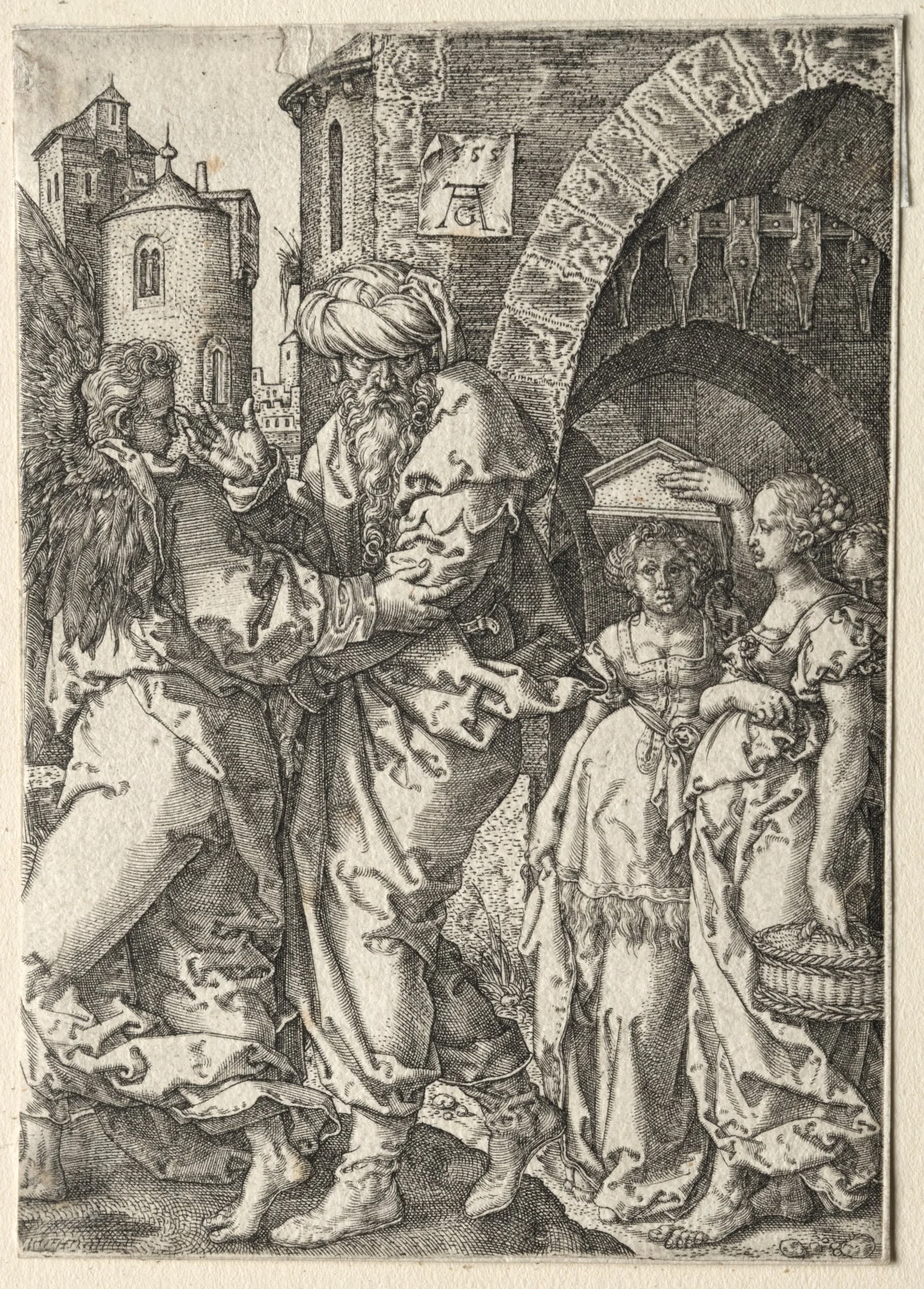 The Story of Lot:  Lot and His Family Fleeing Sodom