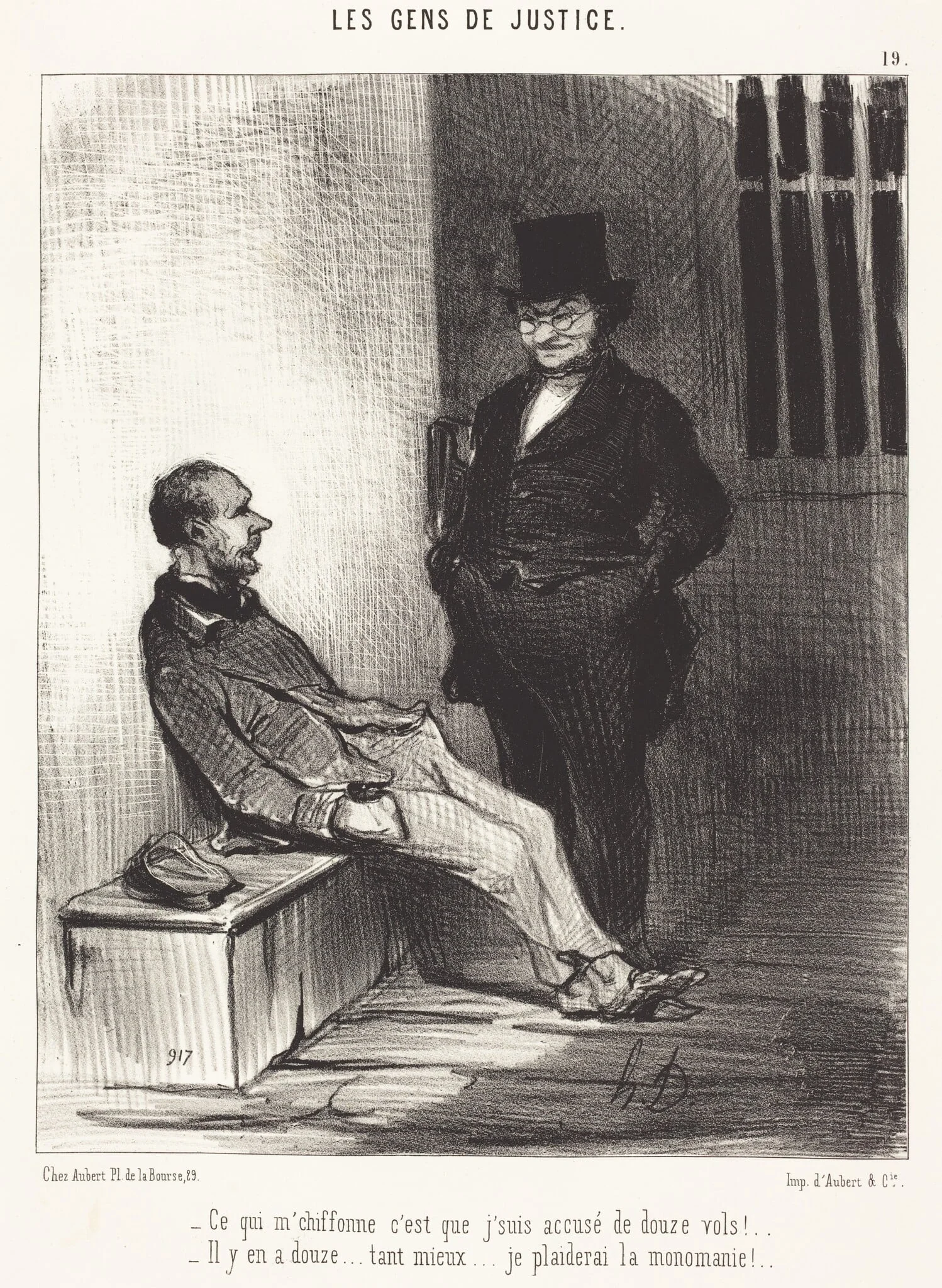 Ce qui m'chiffonne c'est... douze vols!..., by Honoré Daumier, ink, 1846